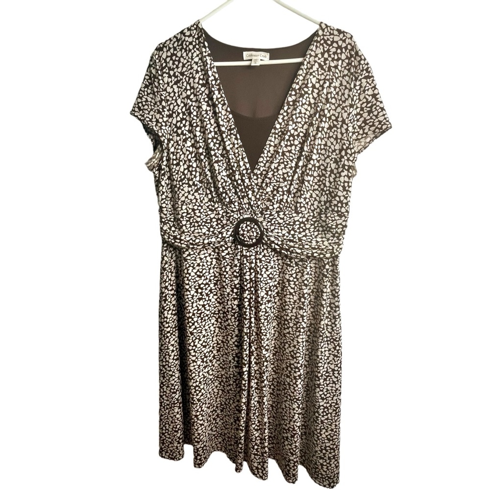 Coldwater Creek dress brown and cream fully lined size XL